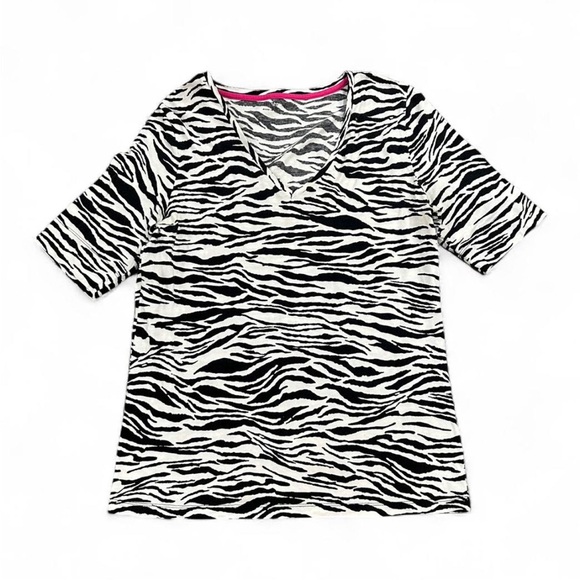 Tops - Women's Y2K Style Black & White Zebra Print V-Neck Top